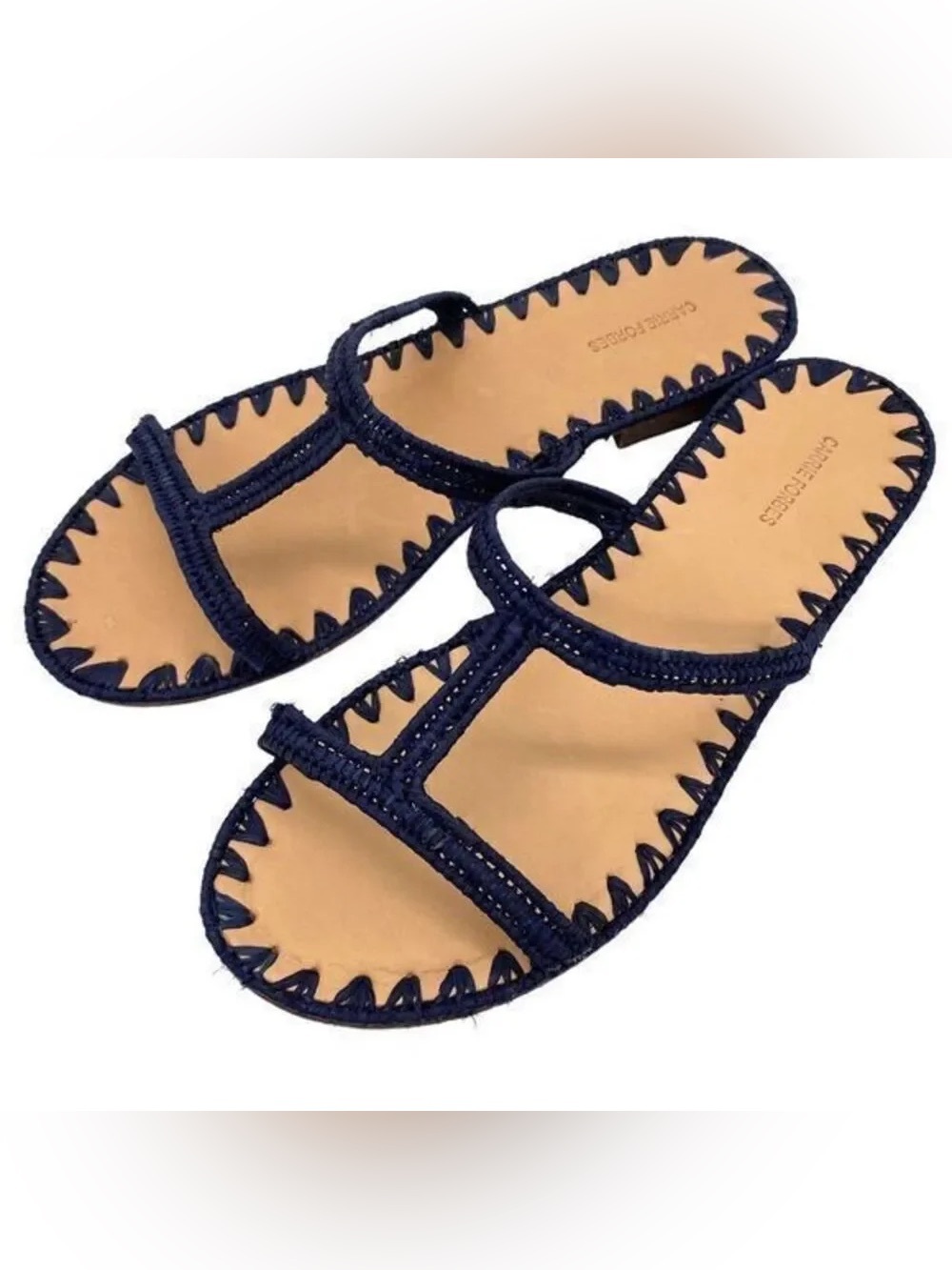 Carrie Forbes Iris Woven Raffia Slide Sandals